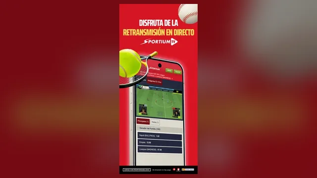 Captura oficial de la app de Sportium